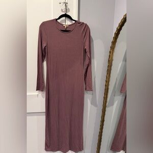 Bordeaux by Anthropologie Ribbed Long Sleeve Maxi Dress- Size M- Mauve NWT